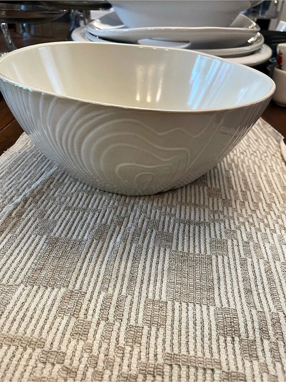 Martha Stewart Wood Pattern Stoneware Serving Bowl
